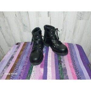 AdTec Womens Sz 6 Motorcycle Zipper Boot 6in Biker Leather Boots Shoe Black 8143